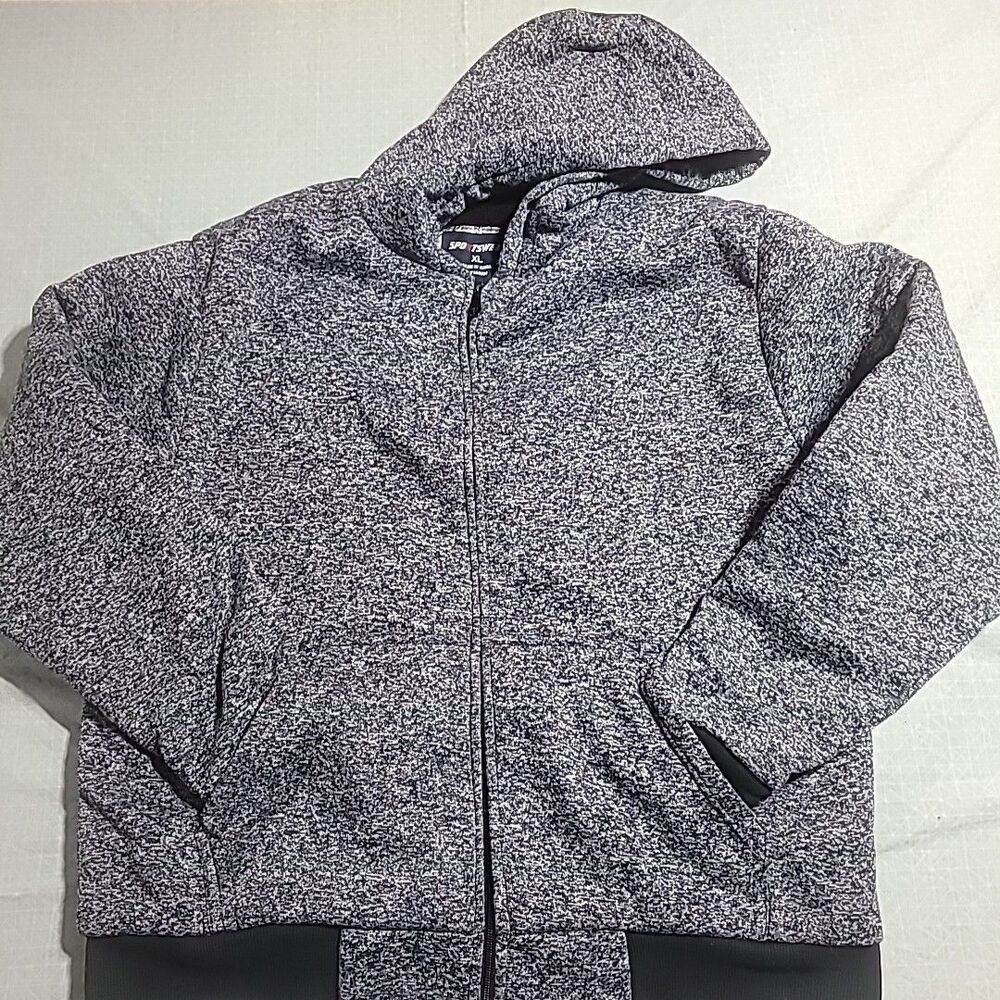Sportswear Gray Soft Sweater Sherpa Lined Heathered ZipUp Hoodie Jacket Men's XL